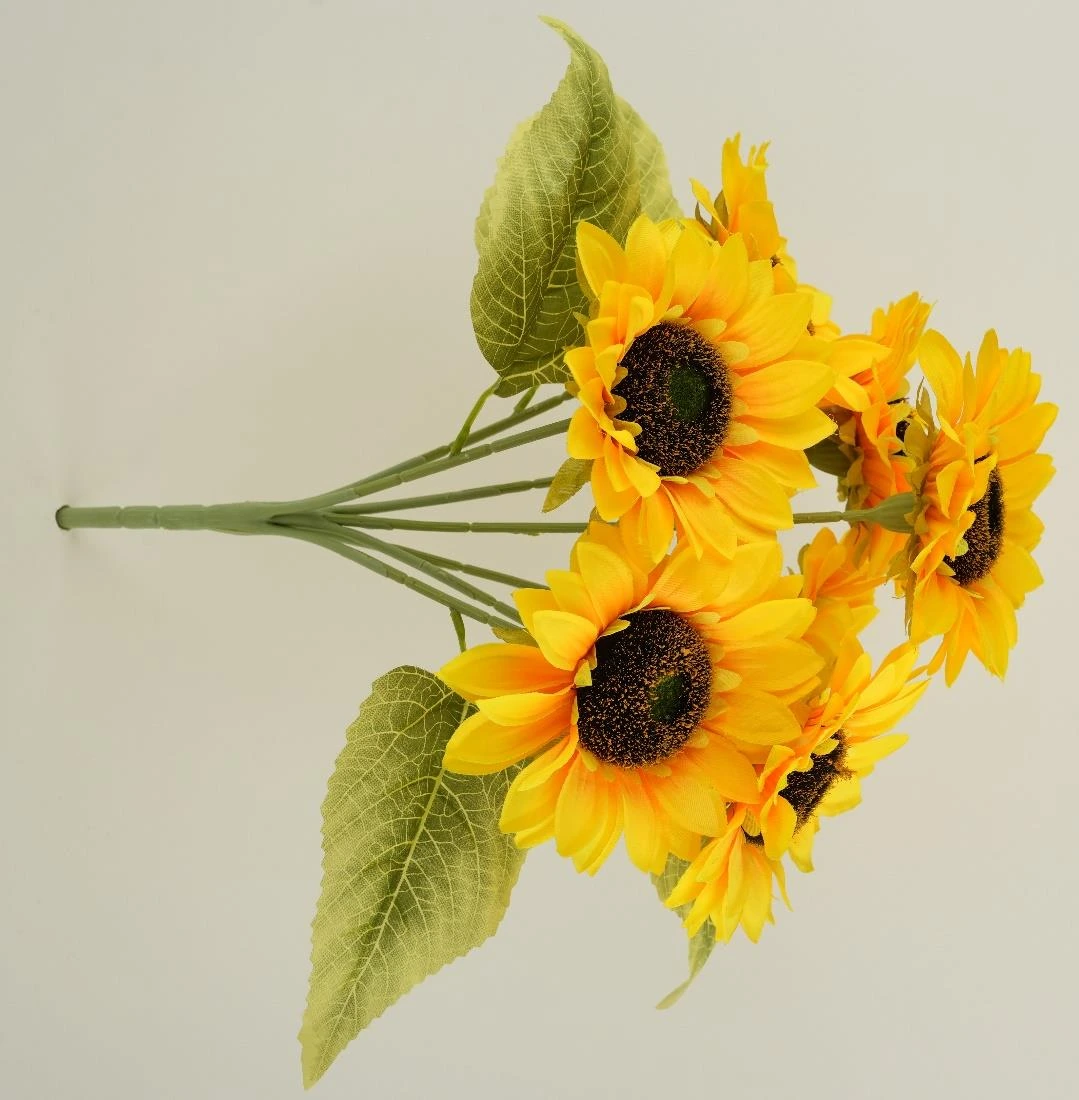 Sunflower Bunch x9 With Leaves 13cm x 60cm